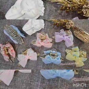 JEPIT RAMBUT PITA TILE IMPORT 11CM / JEPIT RAMBUT TRANSPARAN PITA KAIN SOFT KOREAN STYLE / JEPIT RAMBUT MOTIF BUNGA / TR7875