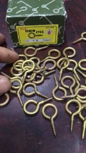 Brass Screw Eyes Made in Japan ขอสับตัวเมียทองเหลือง ขอสับบานประตู ห่วงสกรูทองเหลือง เบอร์6