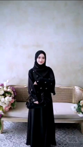 Mecca Dress Wanita Muslim Abaya Premium Bahan Ceruty Baby doll Mix Payet Mutiara Elegan Gamis Wanita Lebaran Terbaru 2026