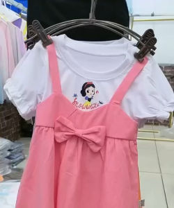 2-6yrs Baby Girls 2in1 Summer Suspender Dress Cute Fashion 2~6岁女童夏季背带裙假两件装新款时尚可爱