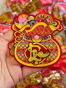 Set 5 decal túi tiền sẵn keo dán dán cửa trang trí Tết
