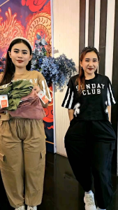 Luvluvshop One Set Cargo Wanita Kekinian Bahan Katun Kombed Premium Adem