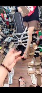 Dép Lê Mũi Nhọn Quai Rọ X Xỏ 6 Dây Đá Ngang