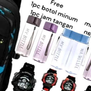 Tas sekolah ransel anak laki-laki motif astronot gratis botol minum jam tangan tas sekolah SD SMP tas ransel