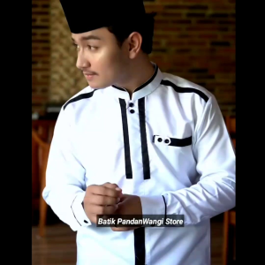 Baju Koko Pria Dewasa Hilwa Collection Kemko Hadroh Lengan Panjang Spesial Motif Katulistiwa Gus Azmi