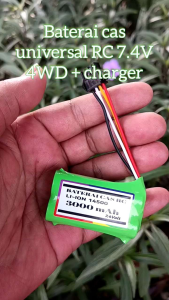 PAKET BATERAI + CHARGER RC 7.4V 3000mAh LI-ION type 14500 4 Pin RC mainan anak