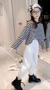 SETELAN SALUR JOGER ANAK CEWEK KOREAN/SETELAN CELANA PANJANG ANAK PEREMPUAN USIA 4-12TAHUN