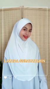 [ Tidak Berdagu ] Size L Tudung Sarung Moscrepe Awning Scuba Black And White Edition / Tudung Beruniform / Tudung Sarung Jururawat