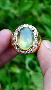 Cincin Batu Natural Bacan Berserat Bening