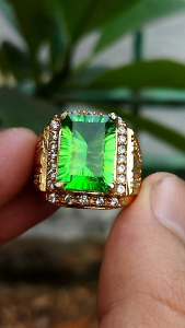 Cincin Batu Natural Green Zamrud Moldavite (High Quality)