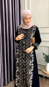 GAMIS BATIK PEKALONGAN BAHAN TWILL MODEL PLOY RESLETING DEPAN GAMIS WANITA MOTIF BATIK CAP MEWAH
