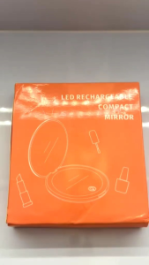 Cermin Rias Mini l Kaca Bulat Led Travel l Cermin Makeup Mini Led Dengan Tombol Touchscreen Mirror Lipat Bulat