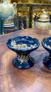 Chân Nến Men Xanh CoBan Chân Nến Đắp Nổi Hàng Bát Tràng Cao Cấp Đồ Thờ Bát Tràng Xanh