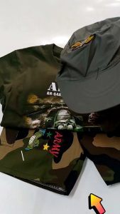 ชุดทหารเด็ก เซ็ทเสื้อยืด กางเกงลายพราง พร้อมหมวกทหาร และเข็มขัดกางเกงในชุด สำหรับเด็กอายุ 2-5 ปี เนื้อผ้าเกรดดีตัวใหญ่ใส่สบาย สินค้าไทยพร้อมส่ง ชุดทหารเด็ก ชุดอาชีพเด็ก