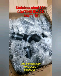 BAUT KACA HITAM BLACK PIN GLASS PEN KACA STANDOFF BRAKET JEPIT RAILING PENJEPIT
