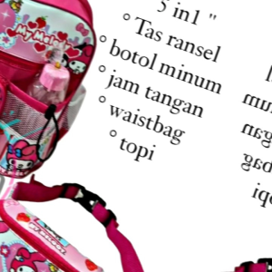 Tas sekolah anak perempuan motif sanrio kuromi cinnamoroll melody 5in1 tas sekolah anak tas ransel tas anak