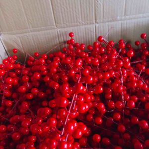 Cành đào đông quả cherry đỏ trang trí nhà cửa