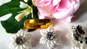 Hijabnur1 - Sepasang Anting Klip Hijab Bunga - Anting Jepit Handmade