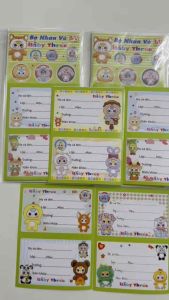 Combo 40 cái nhãn vở Capy Bara Baby Three Labubu có keo dán