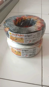 Kabel Serabut NYMHY 2x075 Panjang 50 Meter Warna Hitam dan Putih