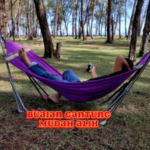 HIGH GRADE FOLDABLE HAMMOCK (COMPLETE SET) BUAIAN GANTUNG MUDAH ALIH STRENGTH UP TO 200KG CAMPING OUTDOOR INDOOR  HAMMOCK