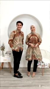 Kemeja Batik Couple Tunik & Batik Dres Anak Keluarga Lengkap