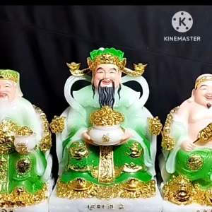 [ BỘ 3 ÔNG MÀU XANH LÁ ] THẦN TÀI THỔ ĐỊA - THẦN TIỀN CHẤT LIỆU BỘT ĐÁ
