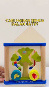 BabyBoss Children Wooden Multifunctional Clock Beads Early Education Toy Treasure Box Busy Box