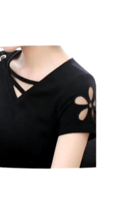 V-neck Blouse Plus Size Womens Summer Hollow Loose Short-sleeved T-shirt
