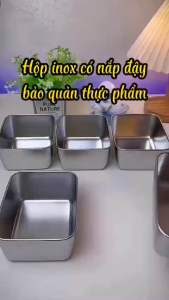 Hộp Inox 304 Bảo Quản Thức Ăn Có Nắp Đa Năng Tiện lợi 13.5*10.5*5.8cm Hộp Đựng Thực Phẩm Tủ Lạnh
