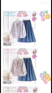 Rayansa Set Kids: Setelan Kemeja & Rok Jeans Anak Usia 8-13 Tahun