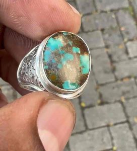 Cincin Batu Turquoise 17x13: Aksesori Perhiasan Batu Semulian