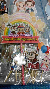 Topper LABUBU hiasan Kue custom nama
