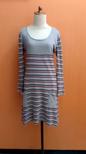 mini midi dreaa wanita abu muda salur SOPHIE MARTIN cewek M L XL lengan panjang santai