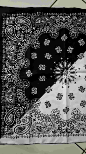 slayer bandana scrarf aksesoris fashion pria wanita motif twotone hitam putih