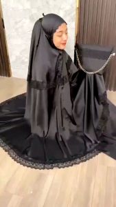 Mukenah Armany Silk Premium Renda Kalung Adem Sesuai foto Bonus Tas