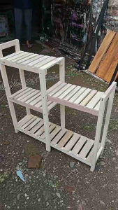 RAK POT BUNGA 4 SUSUN KAYU - RAK TANAMAN RAMBAT AGLONEMA - RAK TANAMAN HIAS KAYU BERTINGKAT - RAK BENIH TANAMAN POLIBAG