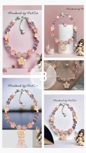 Pretty Pink Bracelet (15cm) Gelang Style Korea - Netcute Gelang Kekinian - Gelang Manik manik - Gelang Aestetic Terbaru