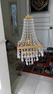 Lampu kristal gantung kotak size 25×50 - dekorasi