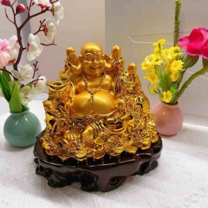 Fortune Bliss Feng Shui Golden Buddha with 5 Childrens Lucky Charms Ornaments