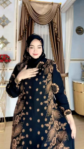 Gamis Set Hijab Setorjoan Motif Daun Viral