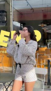 Paris Polka Dot Set (1290.-) 🖤🤍 Jacket + shorts อากาศเริ่มจะเย็นแล้วค่าา สาวๆต้องมีกำลังฮิตเลยค่ะ