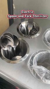 Heavy Duty Spoon and Fork Sterilizer Stainless Steel Buffet Warmer with Four Compartments for Kitchenware and Tableware Use