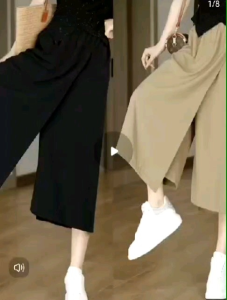 Designer wide-leg culottes womens summer drape fashionable skirt loose slimming cropped pants high waist casual pants