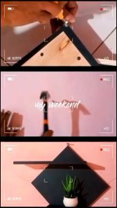 Rak Hiasan Dinding Diagonal Dekorasi Ruang Tamu