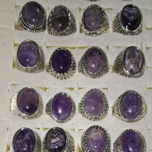 cincin kecubung asli Amethyst ring stone natural (with box&gift)