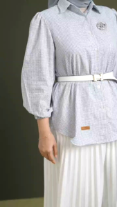 SERENE BLOUSE TARTAN by Nadheera luxury blouse kemeja atasan wanita lengan panjang fashion atasan wanita terbaru