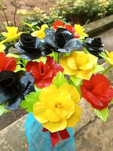 Bunga Mawar Palsu Dari Sedotan Plastik Cantik / Tanaman Hias Ruangan Tamu