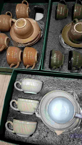 Ly gốm sứ kèm đĩa dùng uống cafe trà dung tích 100ML mã TS02N