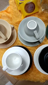 Ly gốm sứ phong cách cổ điểntách gốm sứ phù hợp uống trà nóng  capuchino latte mã TS07 -200 ml & 90 ml .